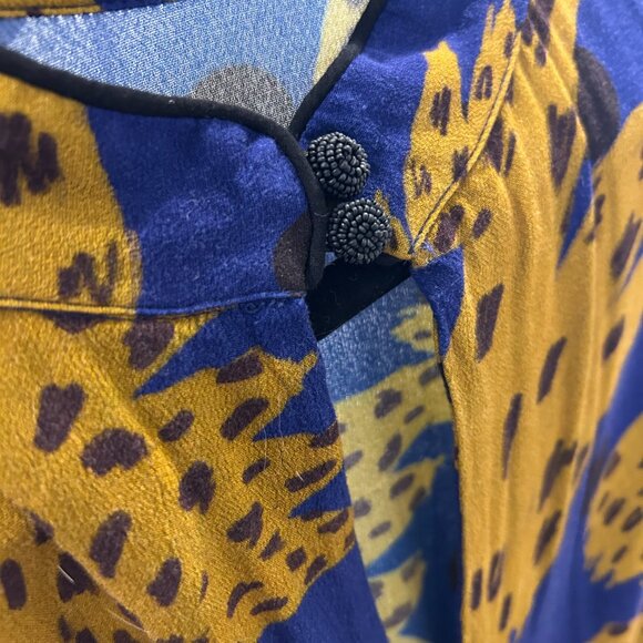 Farm Rio Navy Bananica Maxi Dress L Banana Print Belted Long Sleeve - Picture 4 of 6